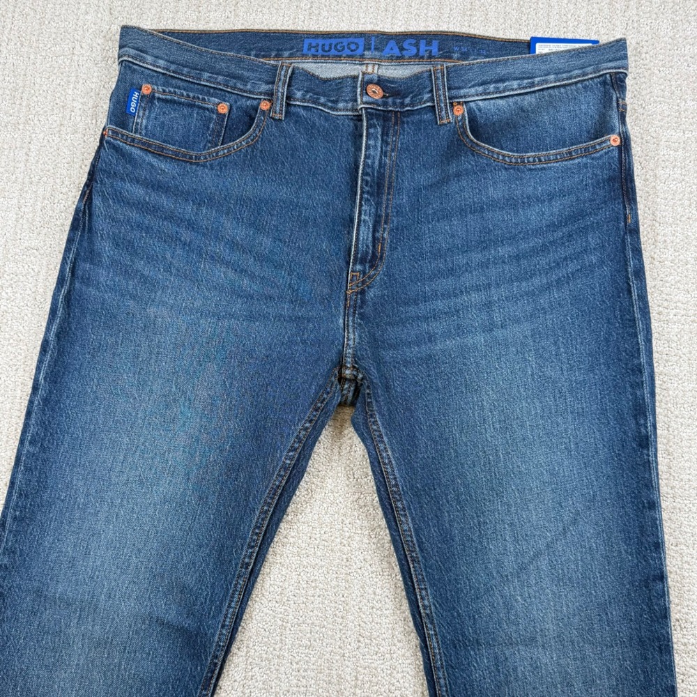 NEW Hugo Boss Mens 36x32 Ash Slim Fit Stretch Denim Blue Jeans